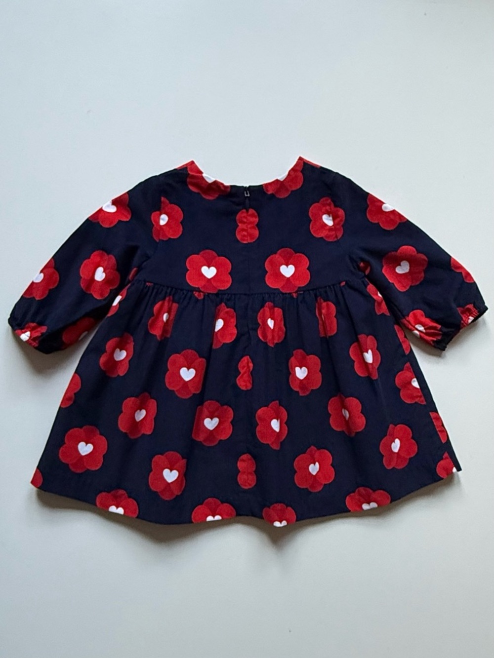 Jacadi Baby Girl Navy Corduroy Pop Floral Motif Dress - Marine/Multico - Size 6M - Picture 5 of 12